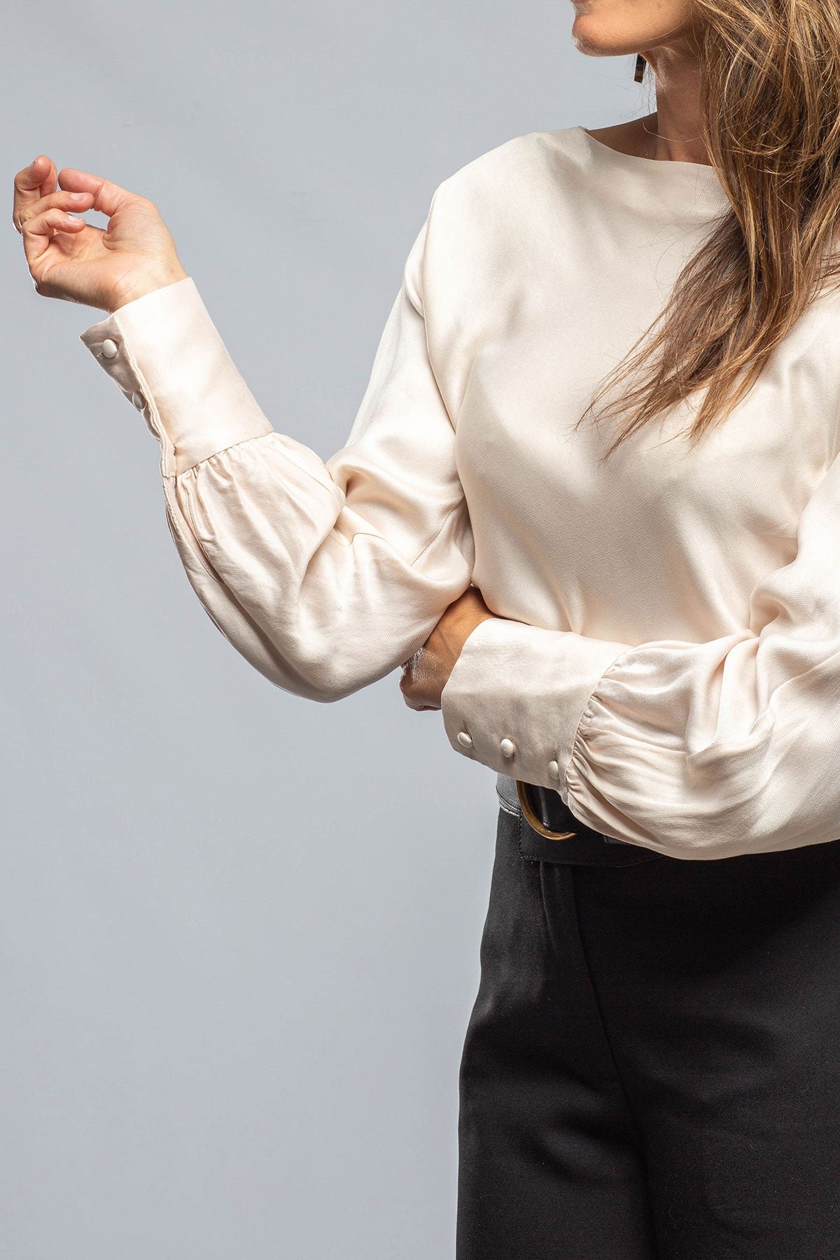 Boatneck Blouse, Cupro, In Cream - Image 5