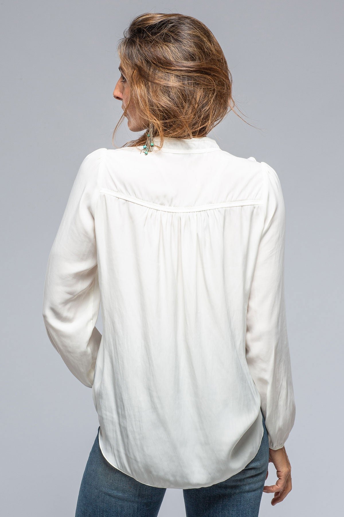 Wavy Ruffle V-Neck Blouse In Cream - Image 4