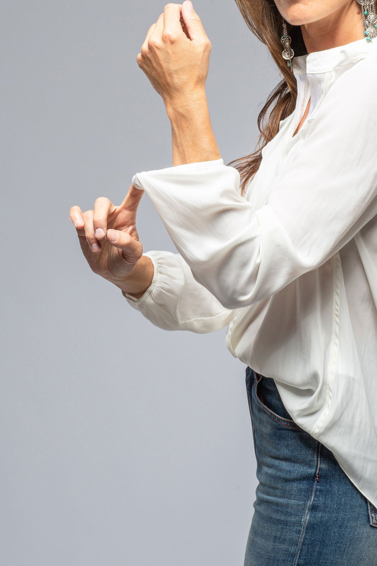Wavy Ruffle V-Neck Blouse In Cream - Image 5