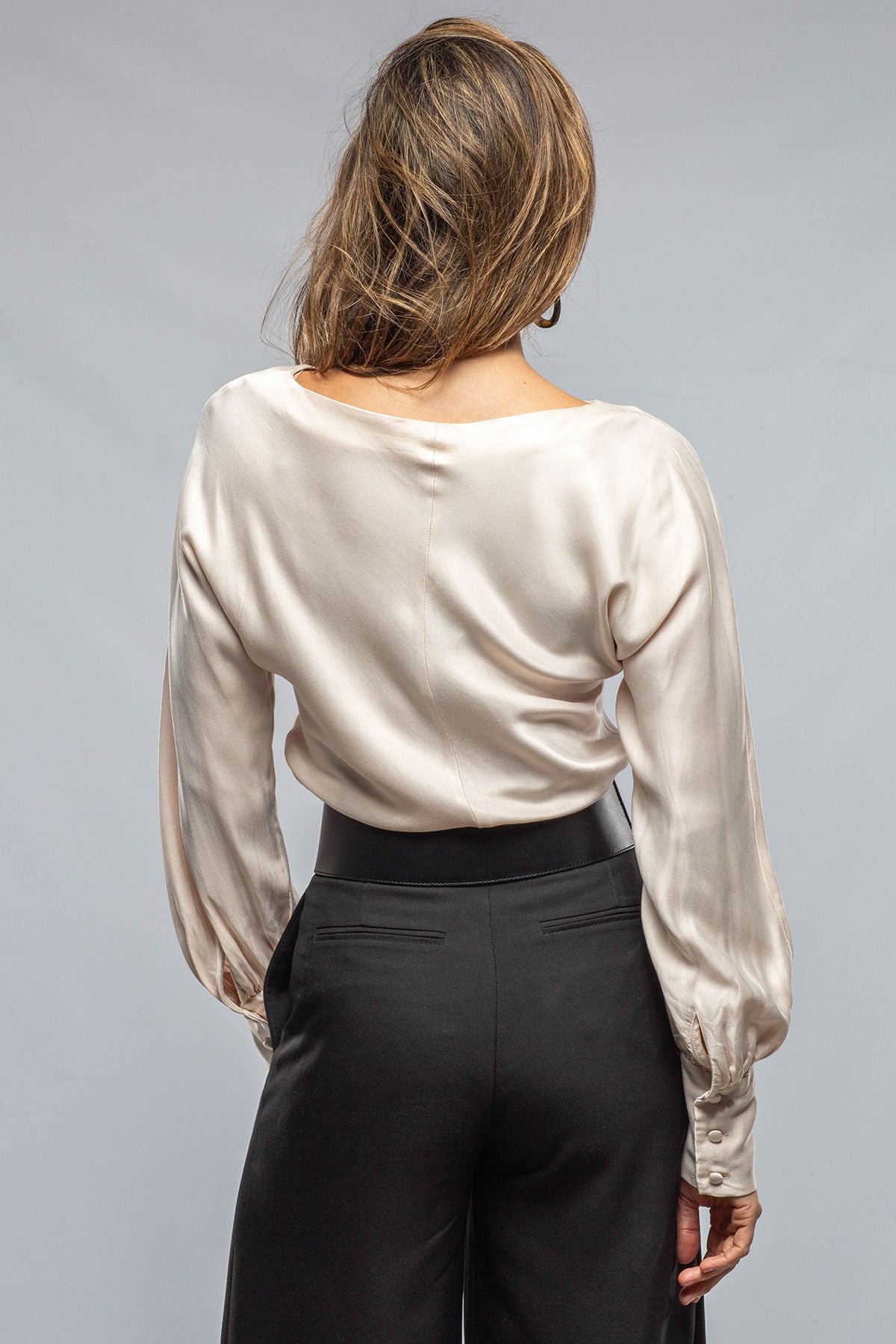 Boatneck Blouse, Cupro, In Cream - Image 4