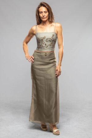 Teal Linen Sheath Skirt