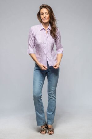 3/4 Sleeve Silk Blouse in Light Purple